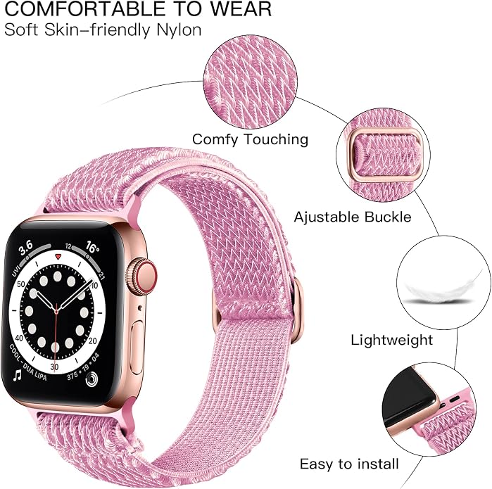 Lerobo Stretchy Nylon Solo Loop Band, Compatible with Apple Watch Series 11 10 9 8 7 6 5 4 3 SE3/2/1 Ultra3/2/1, Adjustable Strap for iwatch Band 44mm 45mm 46mm 49mm 42mm 40mm 41mm 38mm for Women Men