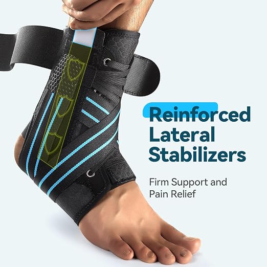 Ankle Brace for Women Men, Lace Up Foot Stabilizer for Sprained Ankle | 2 Removable Side Stabilizers, Quick Lace-Up, Figure 8 Support, Adujustable, Fit for Achilles Tendonitis, Injured Ankle