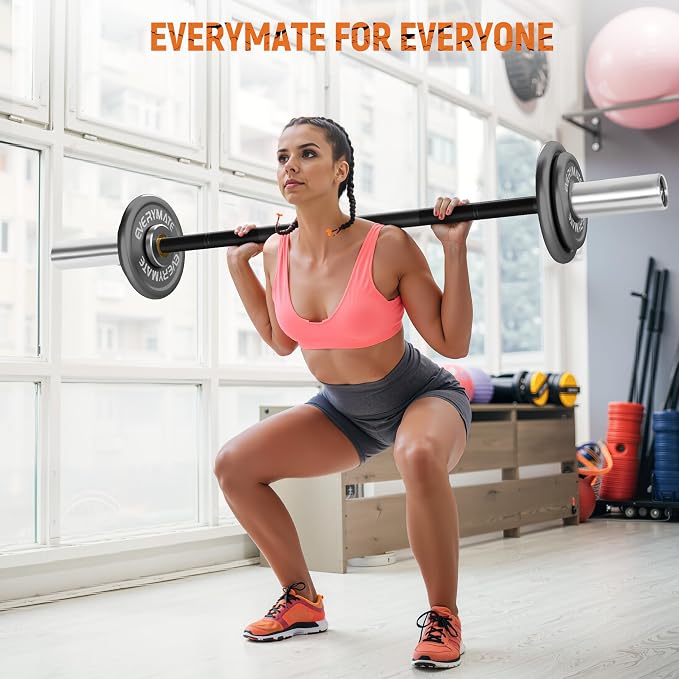 EVERYMATE 5LB Mini Barbell Bar Beginner Women Kid Barbell Total Body Workout Weighted Bar,for Strength Training, for Youth Children New Weightlifting