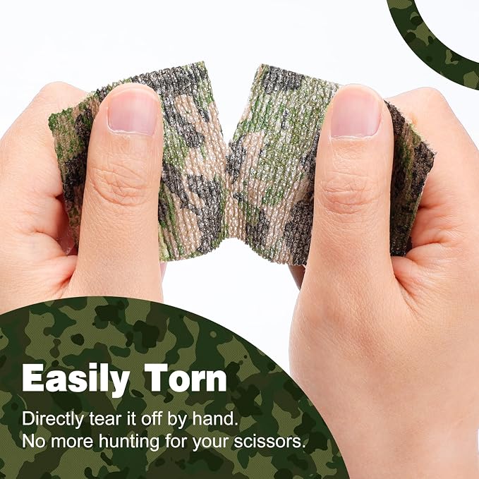 AZEN 16 Pack Camo Self Adhesive Bandage Wrap, 2" X 5 Yards Elastic Cohesive Bandage Wrap, Athletic Tape, Vet Wrap, Ankle Tape, Tattoo Tape Wrap (Camo)