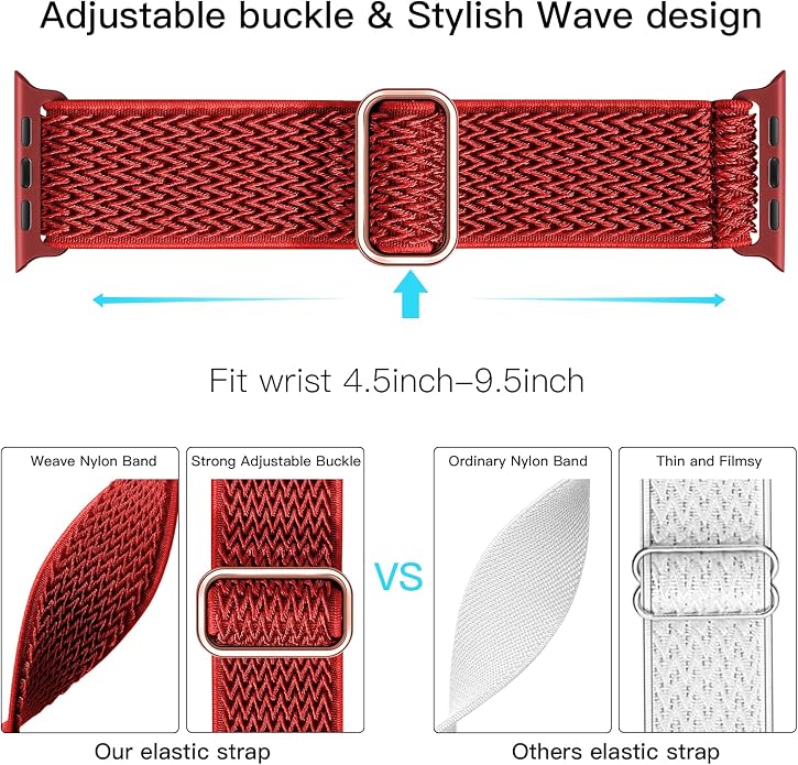 Lerobo Stretchy Nylon Solo Loop Band, Compatible with Apple Watch Series 11 10 9 8 7 6 5 4 3 SE3/2/1 Ultra3/2/1, Adjustable Strap for iwatch Band 44mm 45mm 46mm 49mm 42mm 40mm 41mm 38mm for Women Men