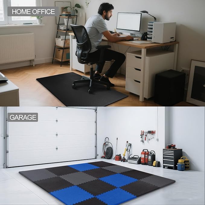Elevon Puzzle Exercise Gym Flooring Mat, EVA Interlocking Foam Tiles Workout Mat for Home Gym, Fitness Equipment, MMA, Gymnastics, Shock-Absorbing Exercise Mat, Multi-Color