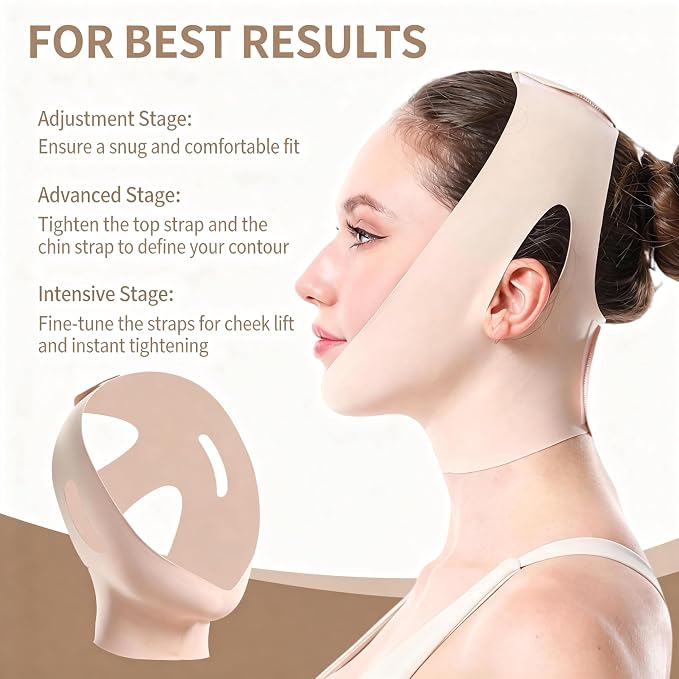 Chin Strap for Sleeping,V Line Face Lift Belt Sleep Wearable,Double Chin Remover Jawline Sculptor,Anti Sagging Facial Contouring