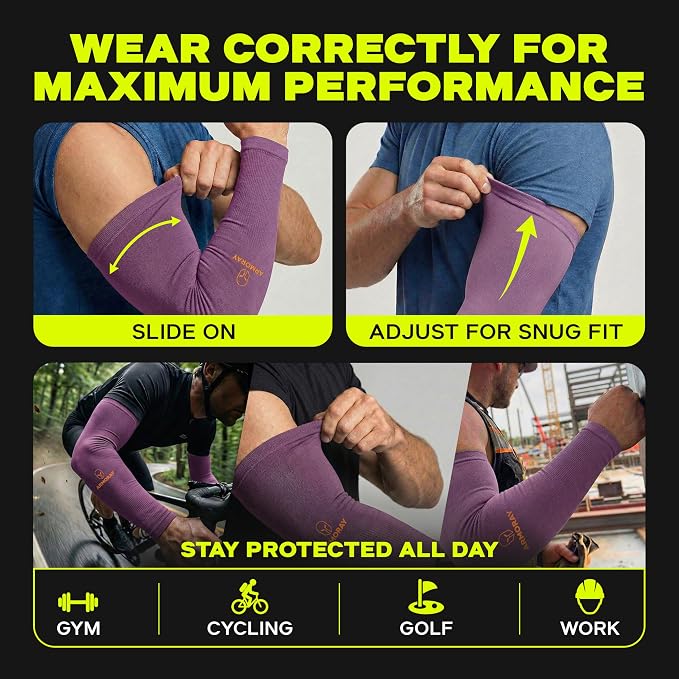 ARMORAY Arm Sleeves for Men and Women - UV Sun Protection Cooling Compression - Tattoo Cover Up Sleeve for Daily Wear & Work