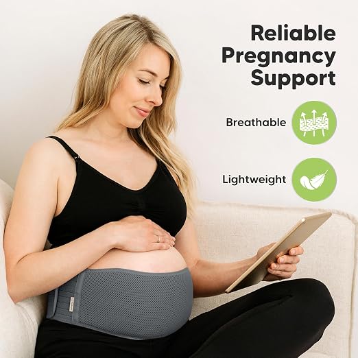 KeaBabies Pregnancy Belly Bands for Pregnant Women,1pk (Mystic Gray, M/L) | Soft, Breathable, Maternity Belly Support Band, Easy Adjustable Maternity Belt for Back, Pelvic Support, Comfortable