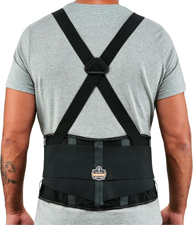 Ergodyne ProFlex 2000SF Back Support Brace, 8.5" Spandex, V-Shape Design and Patented Stays for Added Support, Medium,Black