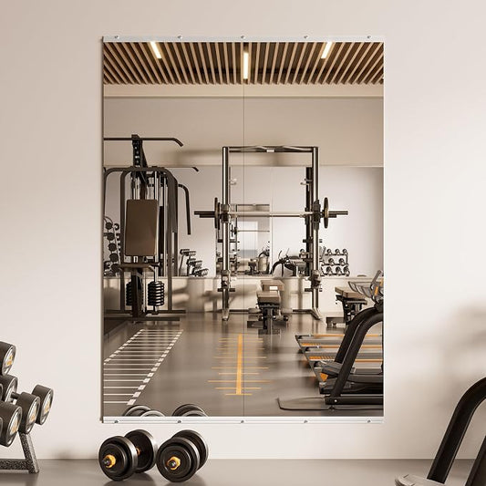 TETOTE Gym Mirrors for Home Gym Wall Large 65" x 24" - 2PCS Workout Exercise Fitness Mirror, Tempered Glass Frameless Full Length Mirror for Garage, Dance Studio, Yoga, Bedroom, Living Room