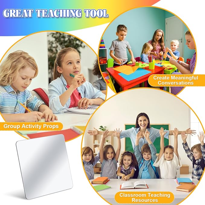 10 Pcs Small Mirrors for Craft 6 x 6 Mirror for Kid,Classic Colors | Shatterproof Mirrors in Bulk for Kids for Baby School Classroom Craft Chick Bird Brooders Grow out Pens