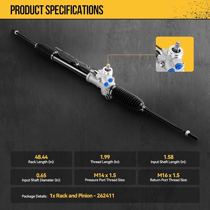 KAC Hydraulic Power Steering Rack and Pinion Assembly Compatible with Hyundai 2001 2002 2003 2004 2005 2006 Elantra All Models Replace# 262411
