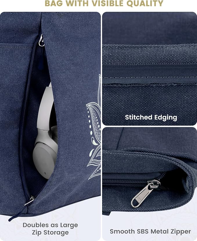 Gonex Yoga Mat Bag with Zipper Mat Carrier Canvas Gym Tote | Durable Canvas, Zipper Closures Prevent Slipping, Quick Access, Bottle Holder, Fits Yoga Blocks, Gym & Travel Use