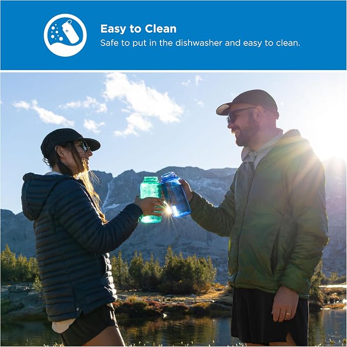 Nalgene 32 oz Wide Mouth Water Bottle, Cornflower Blue | BPA-Free, Durable & Lightweight, Leak Proof, Dishwasher Safe, Large Reusable Plastic Bottle for Hiking, Gym, Work & Travel