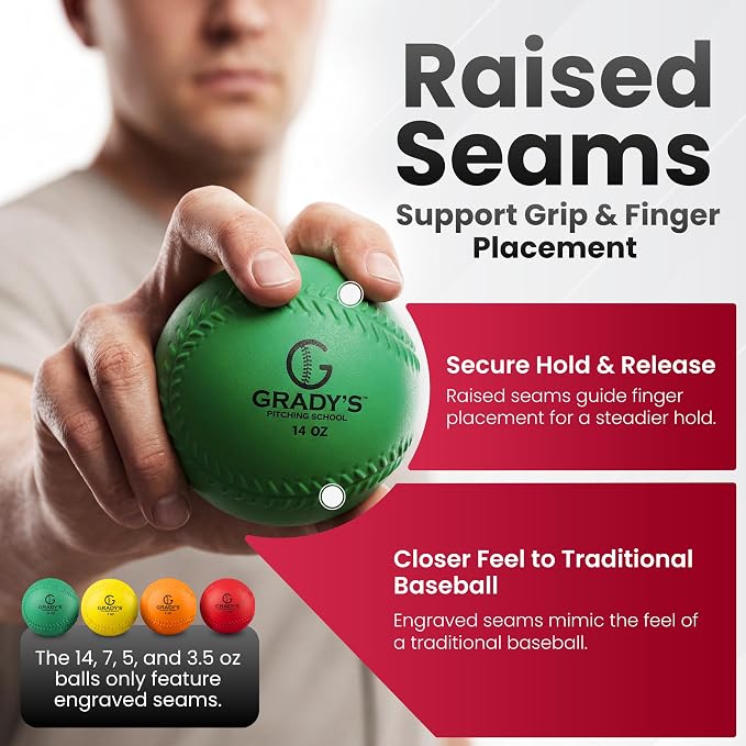 Grady's Pitching School Weighted Velocity Training Ball Set – Seam & Seamless Options for Pitching & Arm Strength + Set of 6 Balls + Carrying Case