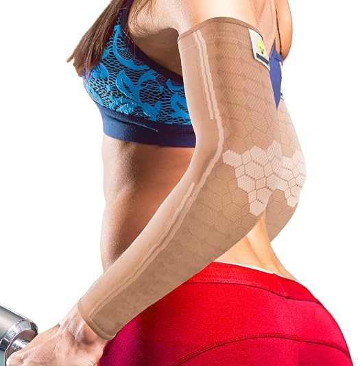 Sparthos Compression Sleeve for Arm - Arm Sleeve for Women, Men - Beige-LG