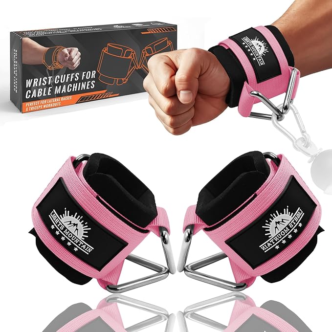 Wrist Cuffs for Cable Machines – Padded & Adjustable Straps for Lateral Raises, Tricep Pushdowns & Strength Training