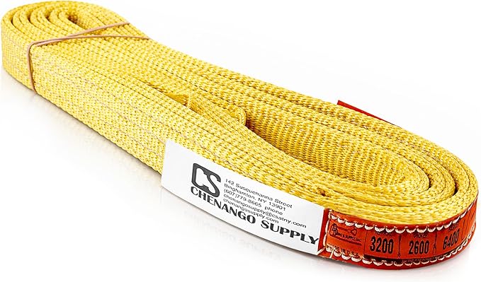 DD Sling 1 Inch x 8 Foot Nylon Lifting Sling – USA Made, 3,200 lb Vertical, 2,600 lb Choker, 6,400 lb Basket – 2-Ply Heavy Duty 900 Webbing, Type 3 Flat Eye & Eye Rigging Sling