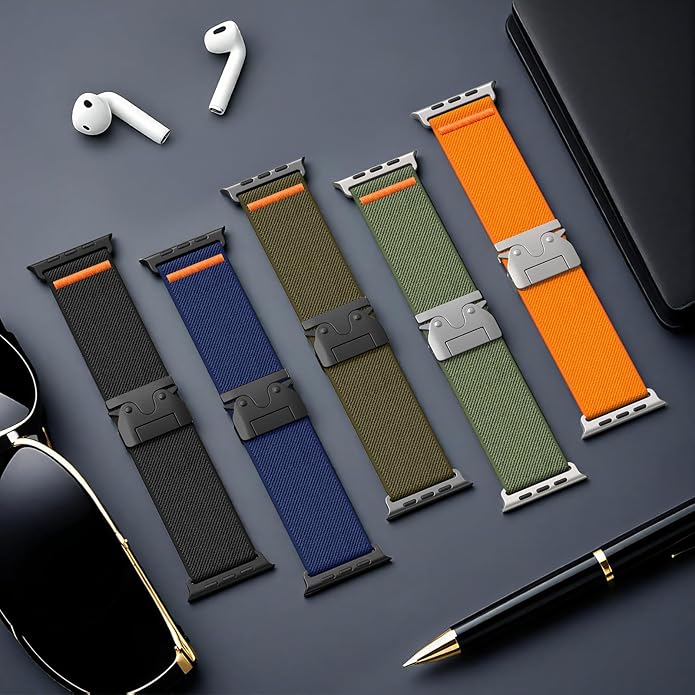 Elastic Sport Band for Apple Watch Ultra 3/2/1 Bands 49mm 46mm 45mm 44mm 42mm 41mm 40mm 38mm Men Women, Adjustable Parachute Buckle Nylon Fabric Wristband for iWatch Series 11 10 SE 9 8 7 6 5 4 3