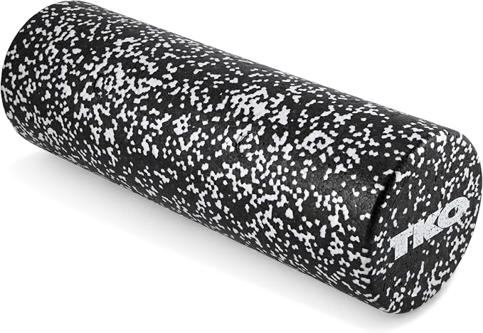 TKO 24 Inch High-Density Foam Roller | Deep Tissue Muscle Recovery & Exercise Tool | Durable Black Roller for Yoga, Pilates, Physical Therapy, and Relieving Muscle Soreness - White/Black | Recovery & Exercise Tool | Durable Black Roller for Yoga Pilate...