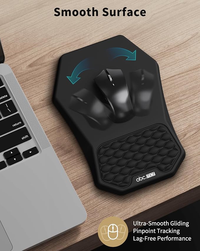 Ergonomic Mouse Pad Wrist Rest and Keyboard Wrist Rest Support Set | Massage Design Mousepad for Carpal Tunnel Pain Relief, Memory Foam, Non-Slip PU Base for Computer Desk, Black