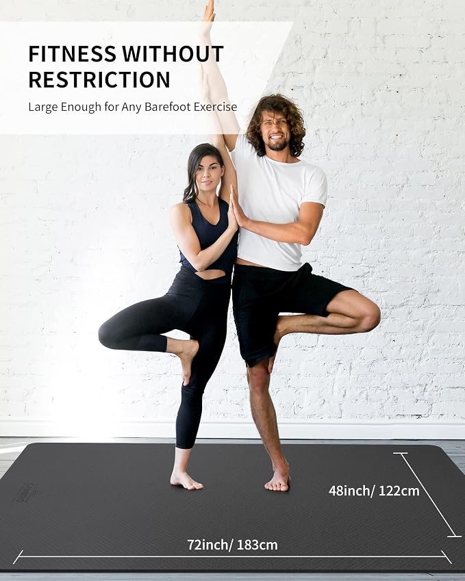 CAMBIVO 72''x48'' Large Yoga Mat, Extra Thick TPE Workout Mat | extra large exercise mat, non-slip TPE cushioning for joint relief, pilates stretching, apartment noise dampening