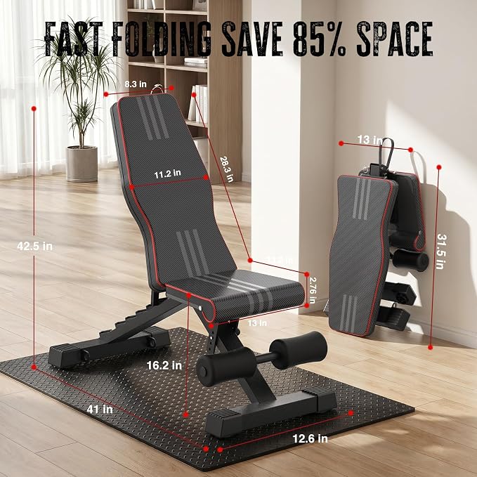 Multi-Function All in 1 Weight Bench Set - Multi-Positions Heavy Duty Weight Lifting Sit Up Bench Workout Benchs Folding Bench Press for Home Gym