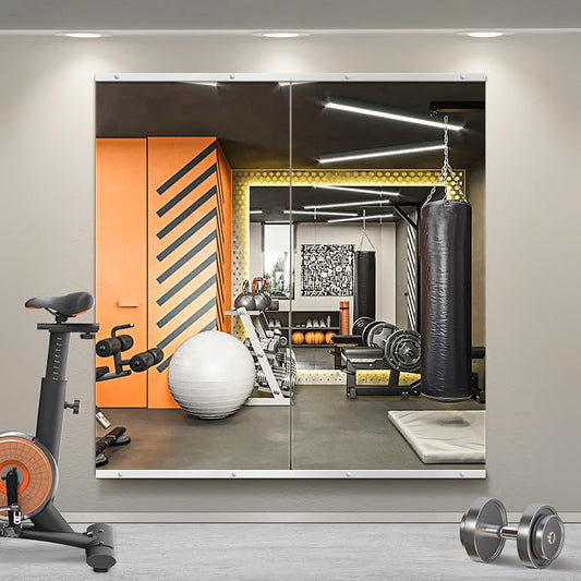 Home Gym Mirror for Wall, 50x25x2PCS Frameless Full Length Mirror, Silver | HD Shatterproof Glass, Easy Wall Mount, Large Body Mirrors for Home Gym, Workout, Bedroom, Garage