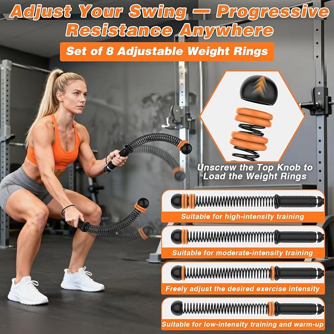 Ropeless Battle Ropes for Home Gym, Portable Cordless with Storage Bag & 8 Adjustable Weight Rings, Heavy Duty Fitness Rope for HIIT, Strength, High Calorie Burn & Low-Impact Cardio for Men & Women