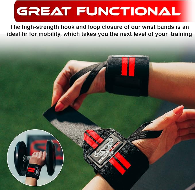 Wrist Wraps for Weightlifting - Adjustable Lifting Straps With Thumb Loop for Enhanced Gym Support, Powerlifting, Bodybuilding and Workout