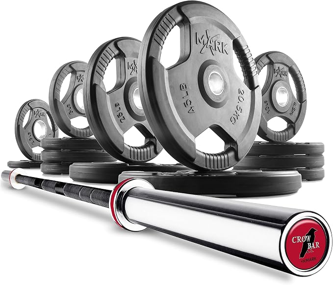 XMark TRI-GRIP Olympic Barbell Sets With The CROWBAR 7' Olympic Bar