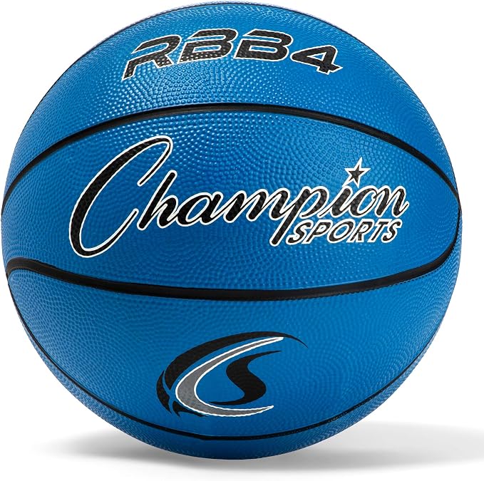 Champion Sports Rubber Basketballs – Durable Indoor & Outdoor Training & Recreational Game Balls, Multiple Sizes & Colors