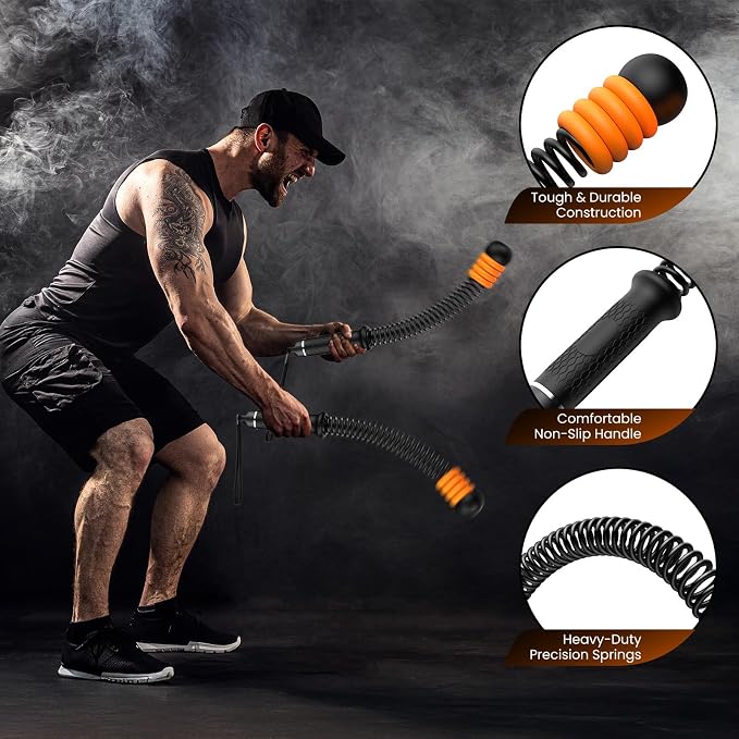 2 Pcs Weighted Cordless Battle Ropes, Portable Ropeless Exercise Rope with Non-Slip Handle, Low-Noise Adjustable Resistance for Home Gym, HIIT & Low-Impact Cardio Strength Training (Black)