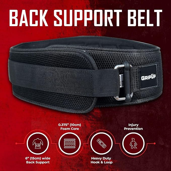 Weight lifting Belt 6 Inch Auto-Lock Curved Padded Back Lumbar Support Gym Belt for Fitness Exercise Bodybuilding Powerlifting Workouts Deadlifts Squats & Weightlifting Men Women