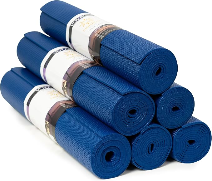 Voyage 5mm Studio Yoga Mats, 6 Pack, 72x24in | Extra Long, Anti-Tear Exercise Mats for Workout, Stretching, Fitness - Non Slip Gym Mats for Home, Schools and Studios
