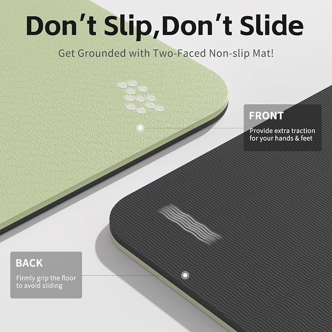 PAIDU Yoga Mat 8mm TPE Non‑Slip Fitness Mat with Strap for Home Workouts | SGS Certified, Odorless, Tear‑Resistant, Unisex, for Yoga, Pilates, Meditation, Home & Gym Workouts