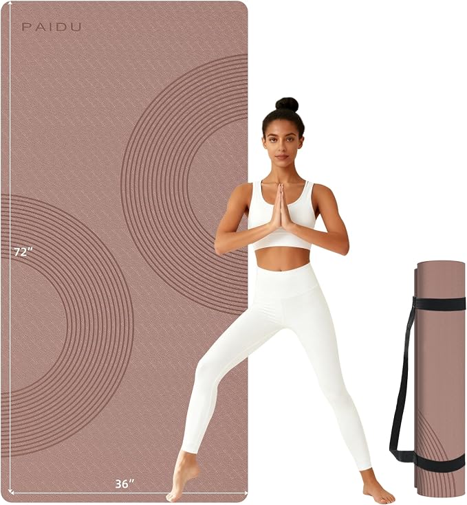 PAIDU Large Yoga Mat, 72"x36"x2/5" POE Non-Slip Exercise Mat | 10MM Thick, POE, non‑slip, ideal for home gym, yoga, pilates, fitness & floor use