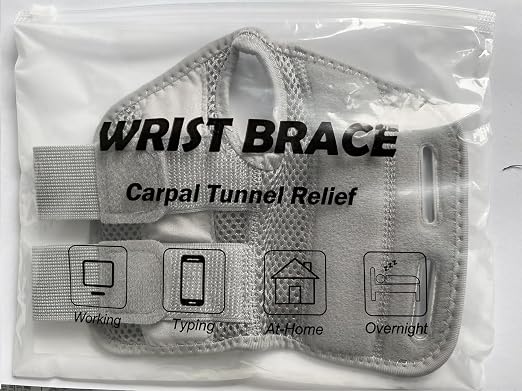 NuCamper Wrist Brace for Carpal Tunnel Night Wrist Support Right Hand Gray | Wrist Splint for Men Women, Tendonitis Arthritis Pain Relief,Adjustable Compression Hand Braces, Sleeping, Office Work Typing