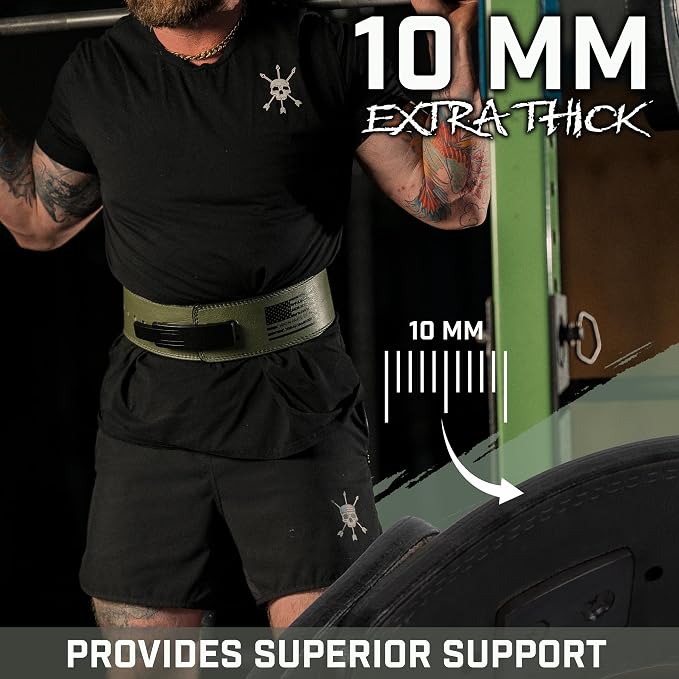 Weight Lifting Belt - Lever Gym Belt for Weightlifting, 10mm Leather Weight Belt for Men - 4 Inches Wide for Support & Stability for Workouts, Powerlifting, Bodybuilding, Fitness & Crossfit