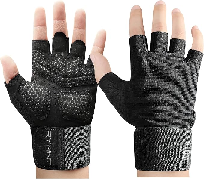 Workout Gloves for Women Men, Weight Lifting Gloves Padded, Full Palm Grip | Gym Grip Gloves for Weightlifting, Rowing, Exercise, Cycling, Dumbbells, Kettlebells, Home Work Out Equipment, Half-finger