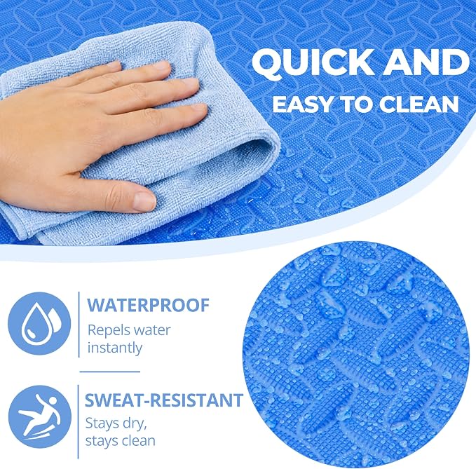 HulkFit Puzzle Exercise Mat, 3/4 Inch EVA Interlocking Foam Gym Flooring for Home Gym, Garage, Apartments, High-Density Shock-Absorbing Floor Tiles for Workout Equipment, MMA, Gymnastics, 6 Tiles