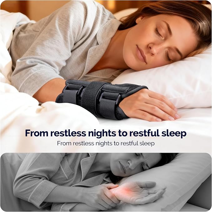 FEATOL Carpal Tunnel Wrist Brace Night Support 2 Pack - Wrist Splint for Pain Relief Tendonitis, Sprained, Arthritis - Metal Splint Stabilizer With Hand Brace -FOR Sleeping Women Men -Right&Left(L/XL)