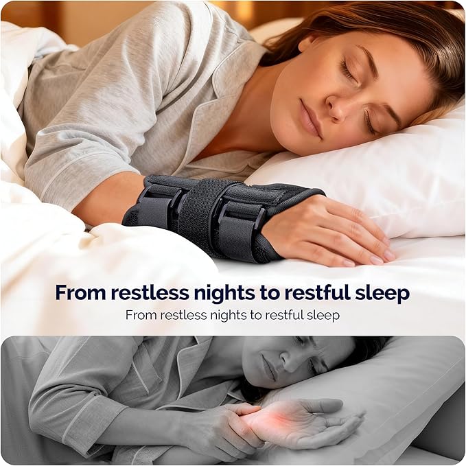 FEATOL 2 Pack Blue Black Wrist Brace for Carpal Tunnel - Pain Relief for Sprain, Arthritis, Tendonitis, Injuries, Wrist Pain, Cockup Wrist - Wrist Brace Night Support Both Hand with Removeable Splint - For Men & Women Medium/Large Size