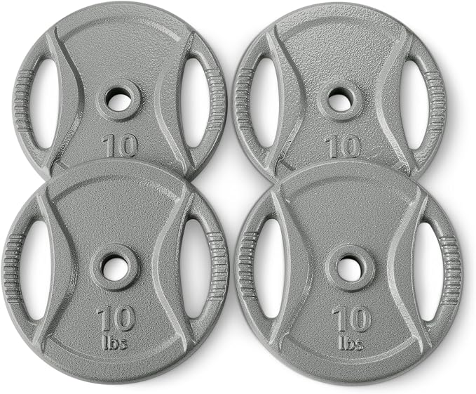 Amazon Basics 1-Inch Grip Weight Plates, Cast Iron, Strength Training, Home Gym