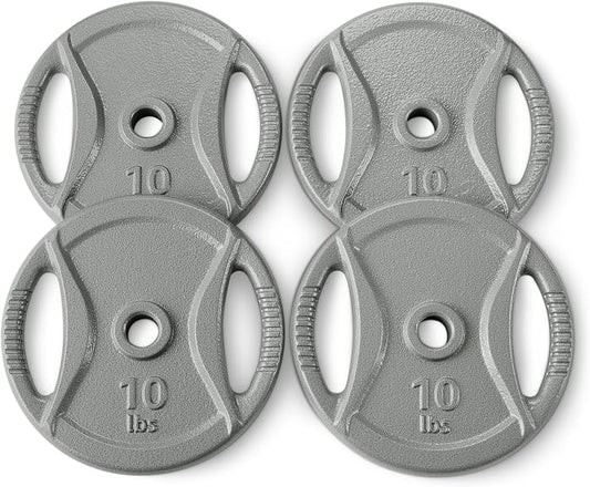 Amazon Basics 1-Inch Grip Weight Plates, Cast Iron, Strength Training, Home Gym