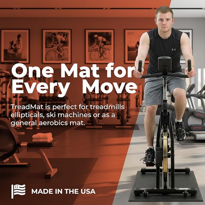 SuperMats Heavy Duty Equipment Non-Slip Mat 20GS | 24" × 46" – Fits indoor cycles, spin bikes, upright bikes, stationary bikes, steppers, and mini ellipticals.