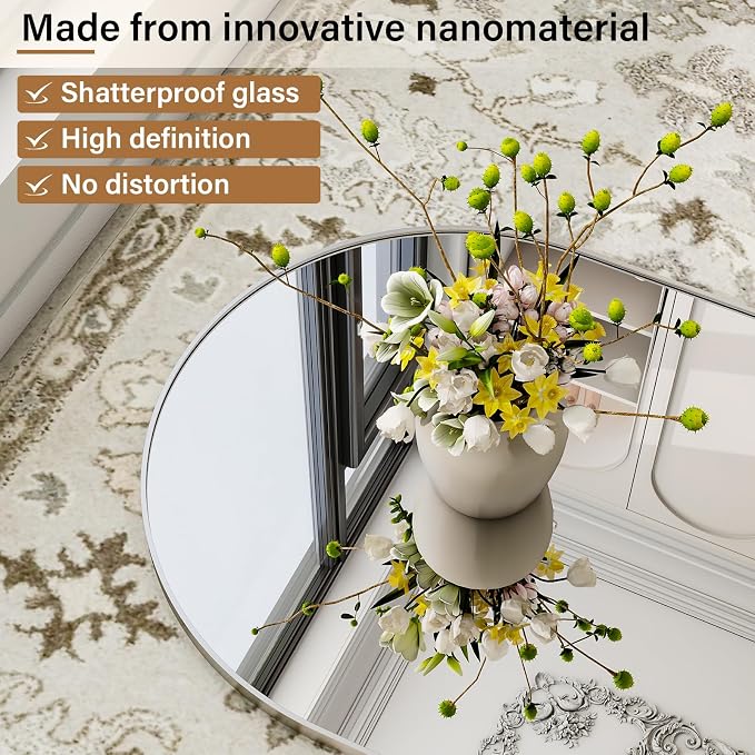 Arched Full Length Mirror 71"x26" Leaning Hanging Decor Silver | Standing Body Mirror with Aluminum Frame for Bedroom Cloakroom Living Room Make-up Gift
