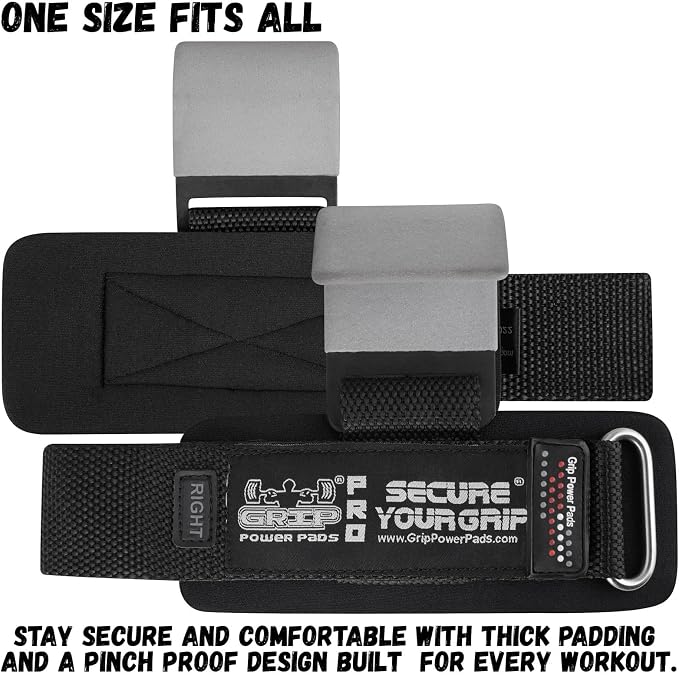 Weight Lifting Rod Hooks Heavy Duty Wrist Wraps Power Weight Lifting Training Gym Grips Straps Set of 2
