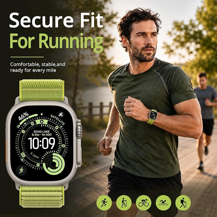 Nylon Loop Sport Band Compatible with Apple Watch Ultra 3 2 Band 49mm 46mm 45mm 44mm 42mm 41mm 40mm 38mm Women Men, Stretchy Strap Elastic Fabric Wristband for iWatch Series 11 10 SE 9 8 7 6 5 4 3 2 1