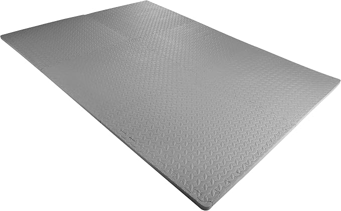 BalanceFrom Puzzle Exercise Mat 3/4" Thick, EVA Interlocking Foam Floor | Tiles for Home Gym, Mat for Home Workout Equipment, Floor Padding for Kids, Gray, 24 in x 24 in x 3/4 in, 24 Sq Ft - 6 Tiles
