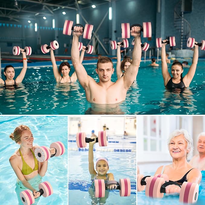 Sportneer Water Weights Aquatic Exercise Dumbbells Water Dumbbell Aerobics Workouts Set of 2 EVA Foam Pool Weights Dumbbells Set Aqua Fitness Barbells Equipment for Water Aerobics Weight Loss
