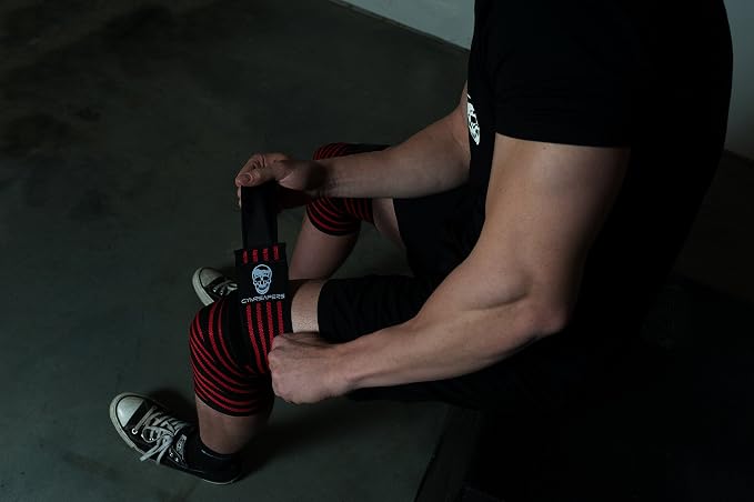 Gymreapers Knee Wraps for Squats and Powerlifting 72 Inch Compression Wraps with Strap for Men & Women Weightlifting Support