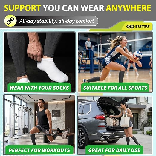 BLITZU Calf Compression Sleeves, 3 Pairs, Shin Splint Relief Running Socks | Footless Compression Socks for Men and Women, Leg & Muscle Support, Reduce Swelling, Pain, Fast Recovery for Travel, Fitness